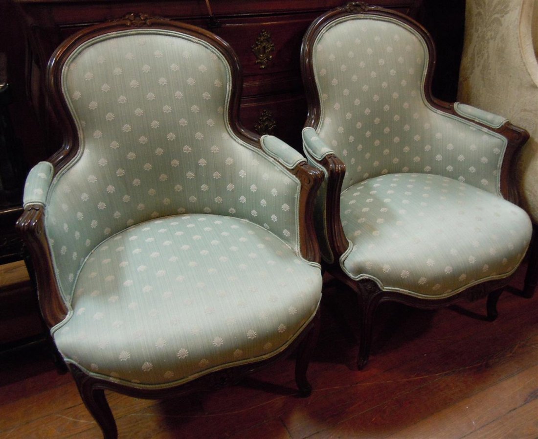 Pair of Victorian Walnut Slipper Chairs