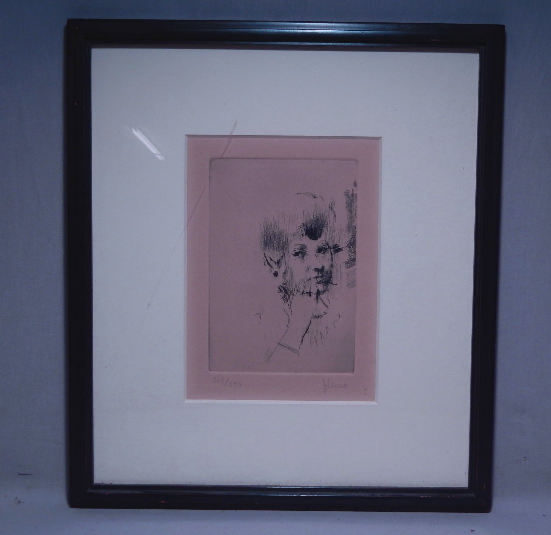 Jack Levine Etching: Signed etching of nude woman. Measures 9" x 6-1/2"