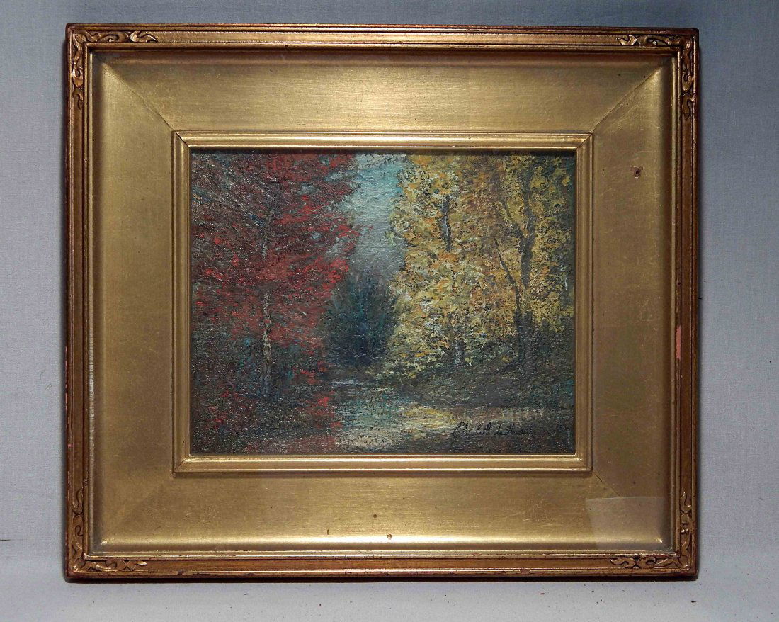 Elizabeth DeHaven (New York) Oil on Canvas in Newcomb: Signed oil on canvas by Elizabeth LeHoven. Measures 8-1/4" x 10"