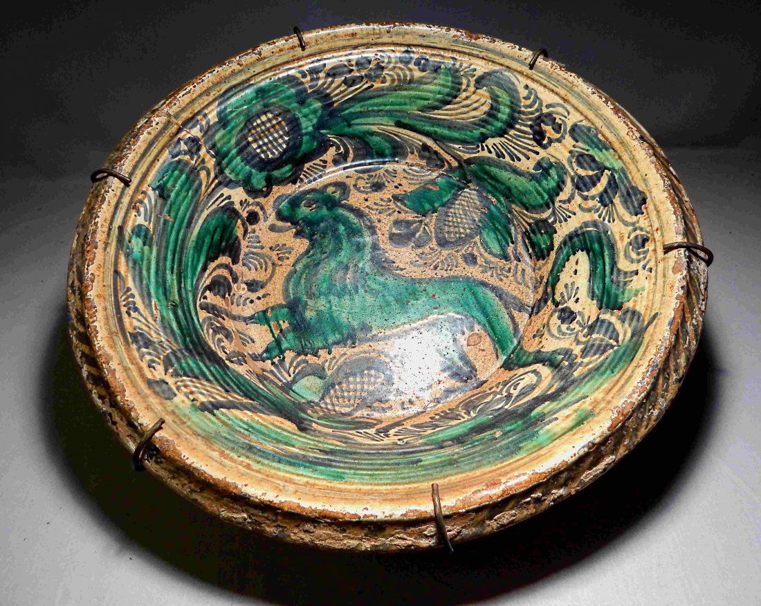 16th Century Multicolored Spanish Olla Bowl (1 of 7)