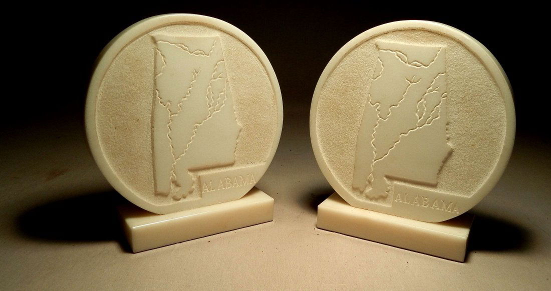Pair of Marble Bookends Alabama Governor Dixon Estate (1 of 5)