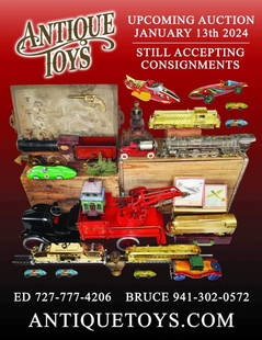 NEW Auction Soon with Buddy L, Marklin, Tonka, Hubley Toys Plus, Jan 12th 13th, 2024: NEW Auction Soon with Buddy L, Marklin, Tonka, Hubley Toys Plus, Jan 12th 13th, 2024Our offerings will include robot toys by Masudaya, JEP, Buddy L, Cast Iron toys, plus. See www.AntiqueToys.com for a