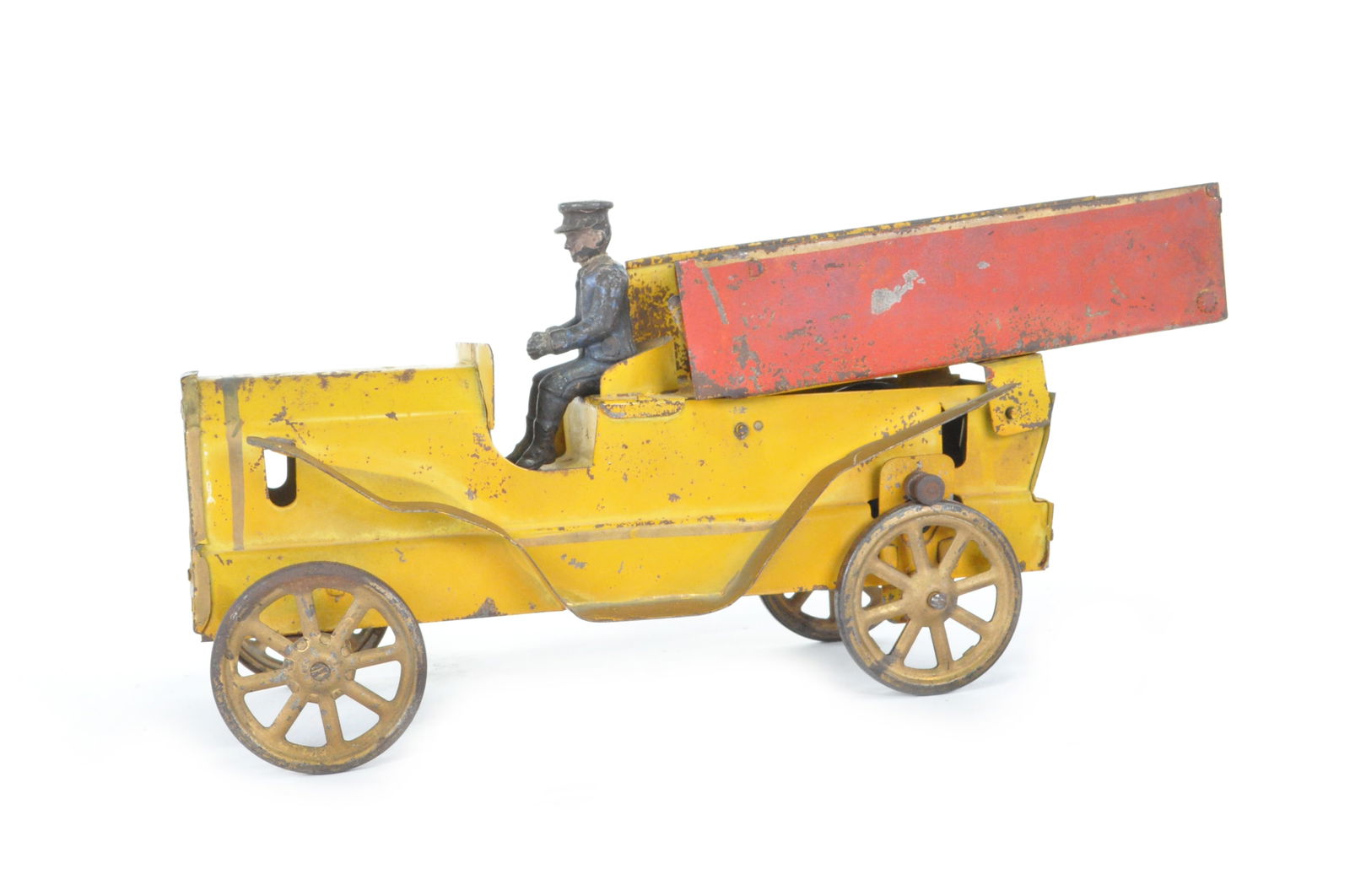 Dayton Hillclimber Pickup in Red and Yellow.  Pressed Steel Toy.