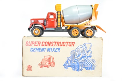 SSS Super Cement Mixer Japanese Tin Truck Toy, International Harvester