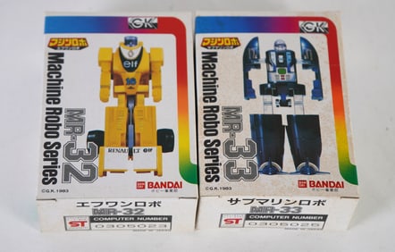 Bandai Popy Gobots MR-32 Formula-1 & MR-33 Submarine Machine Robo Series MIB
