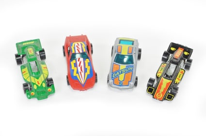 Set of 4 Enamel Hotwheels Diecast Cars
