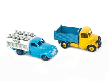 Nestle Dinky and Yellow Diecast Bedford Trucks
