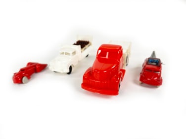 Plastic Space Age Vehicle, Pepsi Truck and Space Car Lot circa 1950s