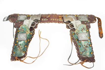 1950s Geo. Schmidt Co. Offical Roy Rogers Leather Holster & Cap Guns