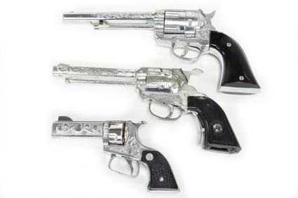 Hubley Ric-O-Shay 45, Kilgore Champion, & Nichols Stallion 22 Lot of 3 Cap Guns