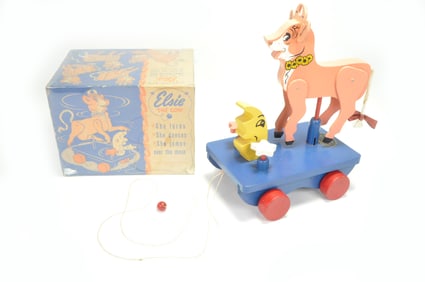 Wood Commodities Elsie The Cow Pull Toy with Box