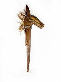 African Horse Head/Donkey Cane Wood Carving