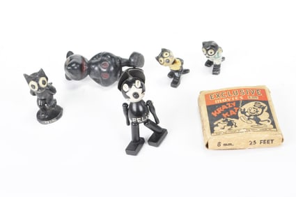 Lot of six Felix Toys with Composite Mouse, Disney Style Comic Character Toys 8 mm