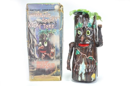 Incredible Whistling Spooky Kooky Tree Battery Operated Large Character Tin Toy by Marx Boxed
