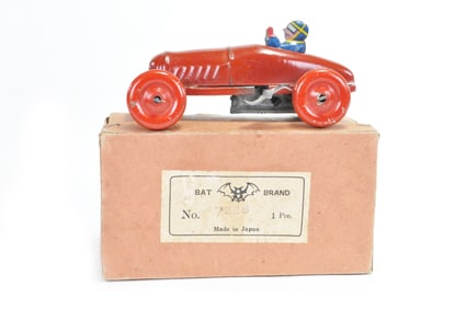 Bat Brand Race Car Tin Windup With box