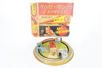 Windup Marx All Aboard Tin Honeymoon Train with Box