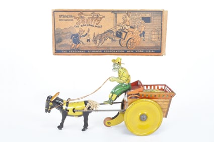 Difficult to find Jenny Mule Tin Windup Mule Cart with Box