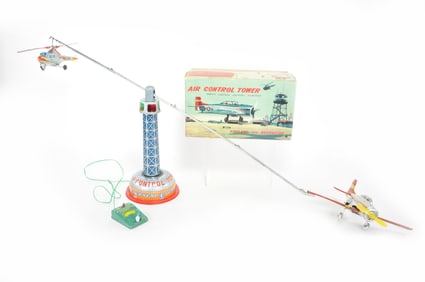 Air Control Tower with Illustrated Box, Japanese tin
