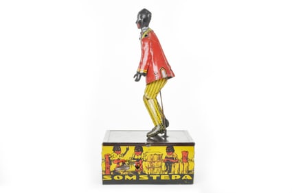 Rare Marx SomStepa Coon Jigger Black Americana Tin Windup