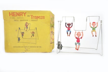 Japanese Windup Celluloid- Henry On Trapeze with Brother, Nigger, and windup Tin Toy