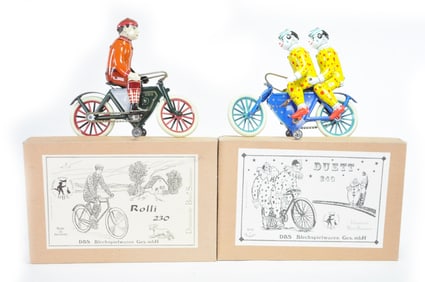 Tin Bicycle/Motorcycle Toys Lot of 2 by DBS Toys of Germany