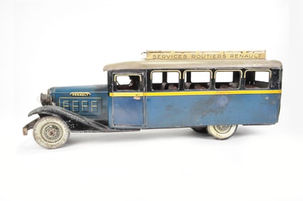 Incredible bus toy find! Charles Rossignol (CR) ca. 1932 Tin Service Routiers Renault Bus