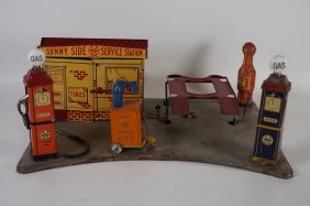 Louis Marx Sunnyside Service Station Tin Litho Playset
