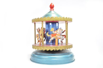 Unusual 20th Century Maspeth Mfg Co. Tin Carousel with Music Box