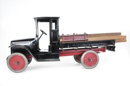 Famous and Rare Buddy L Steel Lumber Truck With Load