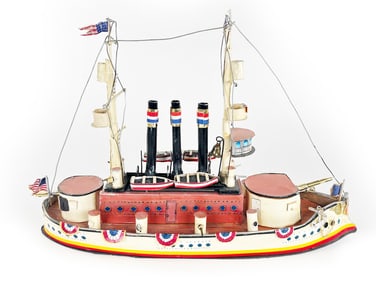American Triple Stack Dreadnaught with Dual Cannons and Suspended Lifeboats