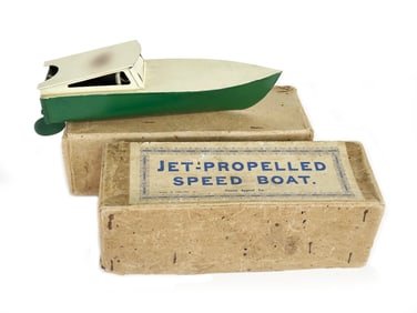 Tin British Tin Put-Put Race Boat