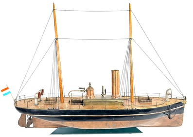Radiguet ca. 1893 Tin, Copper, and Zinc French Live Steamship