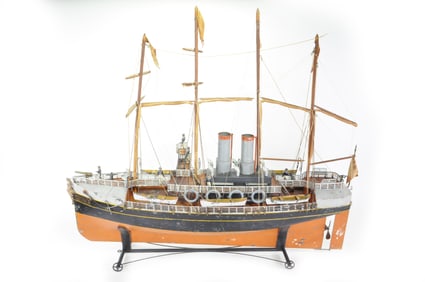 Whaling Ship Tin Toy "Baleine" by Maltete et Parent, France Sold by Ray Holland 1987