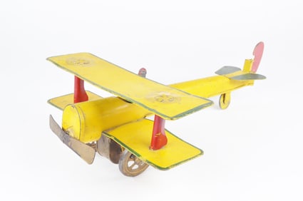 Dayton Friction British Biplane Pressed Steel Toy