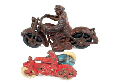 Hubley Cast Iron Motorcycle Lot of 2