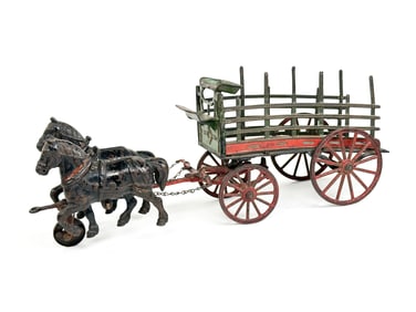 Pratt and Letchworth Two Horse Dray in Cast Iron