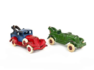 Pair of Cast Iron Hubley Cast Iron Tow Trucks