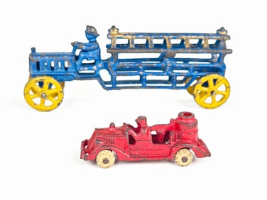 Hubley Cast Iron Fire Engine and Ladder Lot of 2
