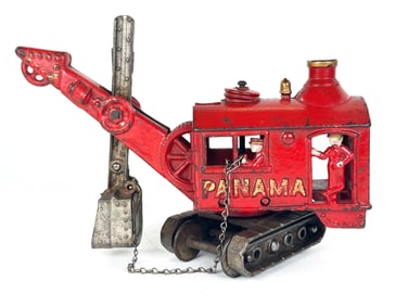 Large Panama Steam Shovel by Hubley Cast Iron Toys