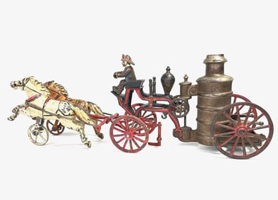 Harris Extremely Difficult To find Cast Iron Horse-Drawn Fire Pumper