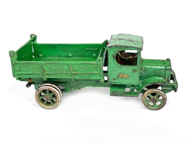 Unusual Green White Cast Iron Truck by Arcade Toys