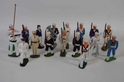 Lot of 17 Navy Marine Soldiers Lead Recast and Repainted