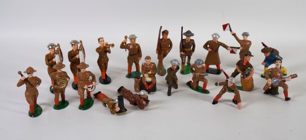 Lot of 20 Lead Soldiers Peeling Potato's Playing Banjo Band Players