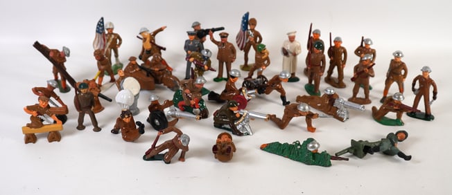 Lot of 38 Barcaly Manoil Lead Soldiers Hollow Cast