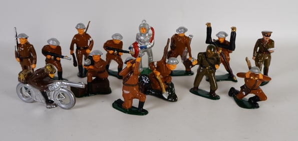 Lot of 14 Lead Soldiers Diver Machine Gunner & More in Barclay and Manoil Style