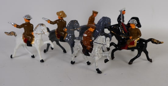 Lot of 6 Mounted Lead Soldiers Figures