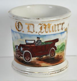Named Occupational Shaving Mug Featuring Open Top Touring Car Automobile