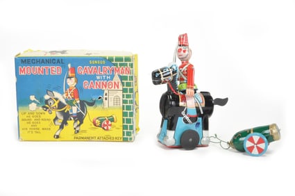 TPS Japan Mounted Cavalryman w/Cannon Tin Litho Windup Disney Babes in Toyland Boxed