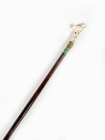 Incredible Sterling and Bone with Skulls Cane with Extensive Spooky Carvings