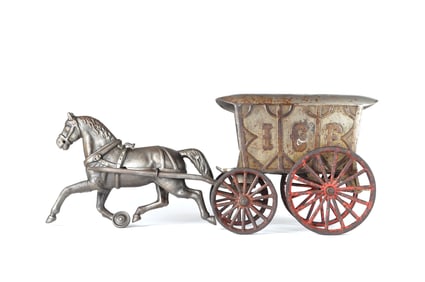 Ives Cast Iron Horse-Drawn Ice Wagon